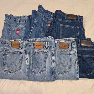 Lot of (7) Men’s Jeans 38x36 - Dickies Magellan Wrangler